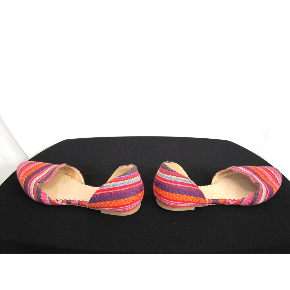 Restricted Multicolor Striped Fabric D'Orsay Flats Women’s Shoes Size 8.5 - Picture 8 of 10